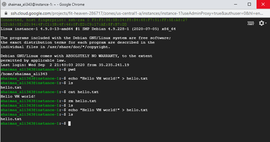 SSH access to the VM instance