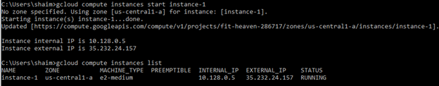 Starting an instance through the SDK