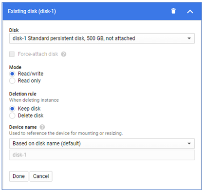 Additional disk settings
