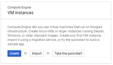 VM instances dialog box