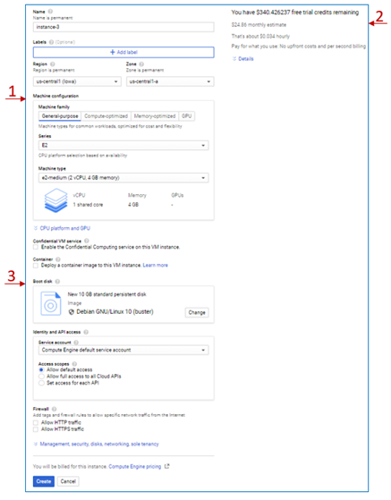VM instance Creation