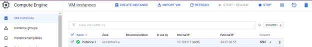 VM Instance Created