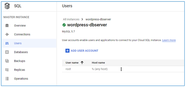 DB users list