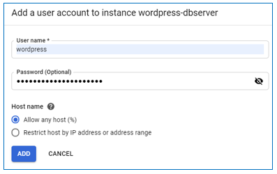 New DB user settings