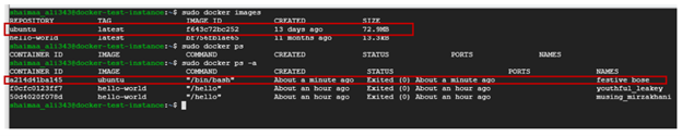 Ubuntu image and container