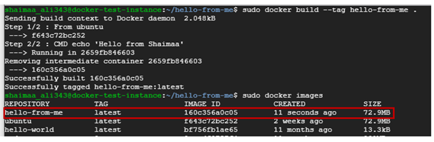 Building hello-from-me image