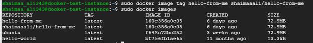 Preparing the image to be pushed to docker.io