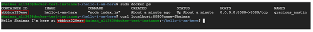 running hello-i-am-here container