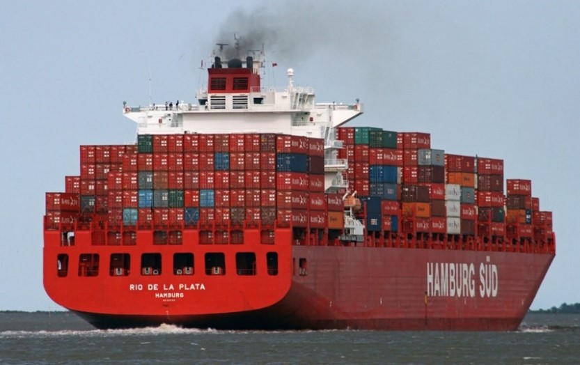 Physical containers being shipped
