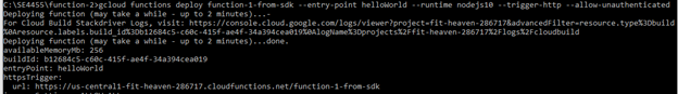 GCF Successfully deployed using gcloud tool