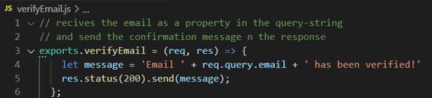 Code for the verifyEmail function