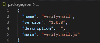 package.json for verifyEmail