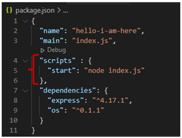 package.json with start script needed by Cloud Run added