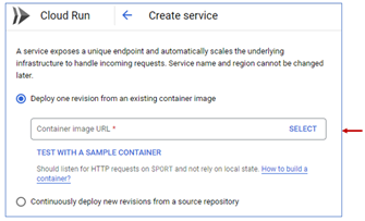 Cloud Run Service Deployment settings
