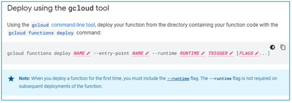 Command to deploy a GCF from a local environment